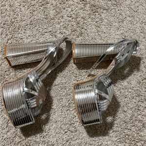 Silver Metallic Platform Heeled Sandals
